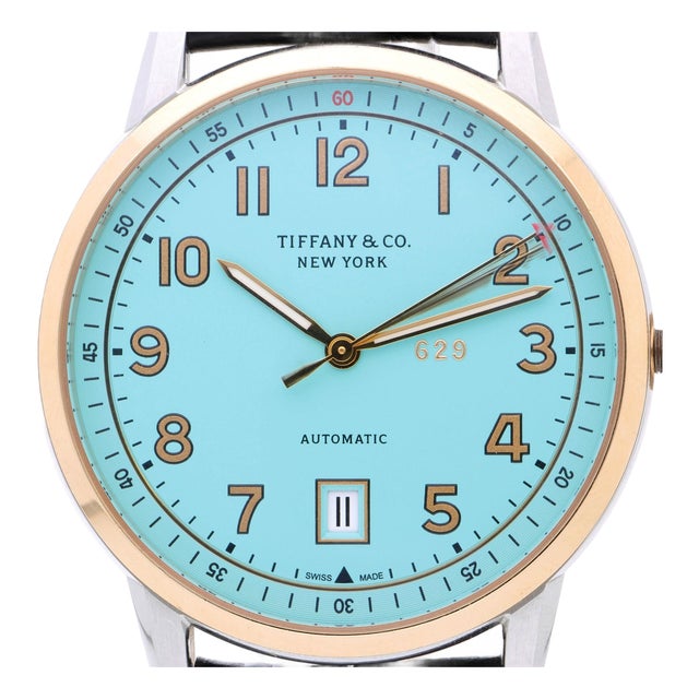 Tiffany & Co. Ct60 Tiffany Blue Dial Two-Tone 40mm Full Set Watch For Sale