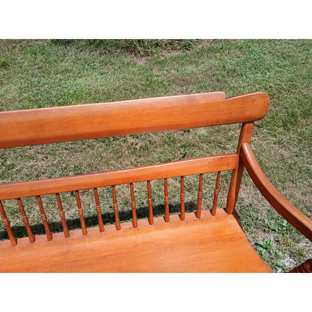 Vintage Antique Style Maple Settee Bench 1970s For Sale - Image 10 of 17