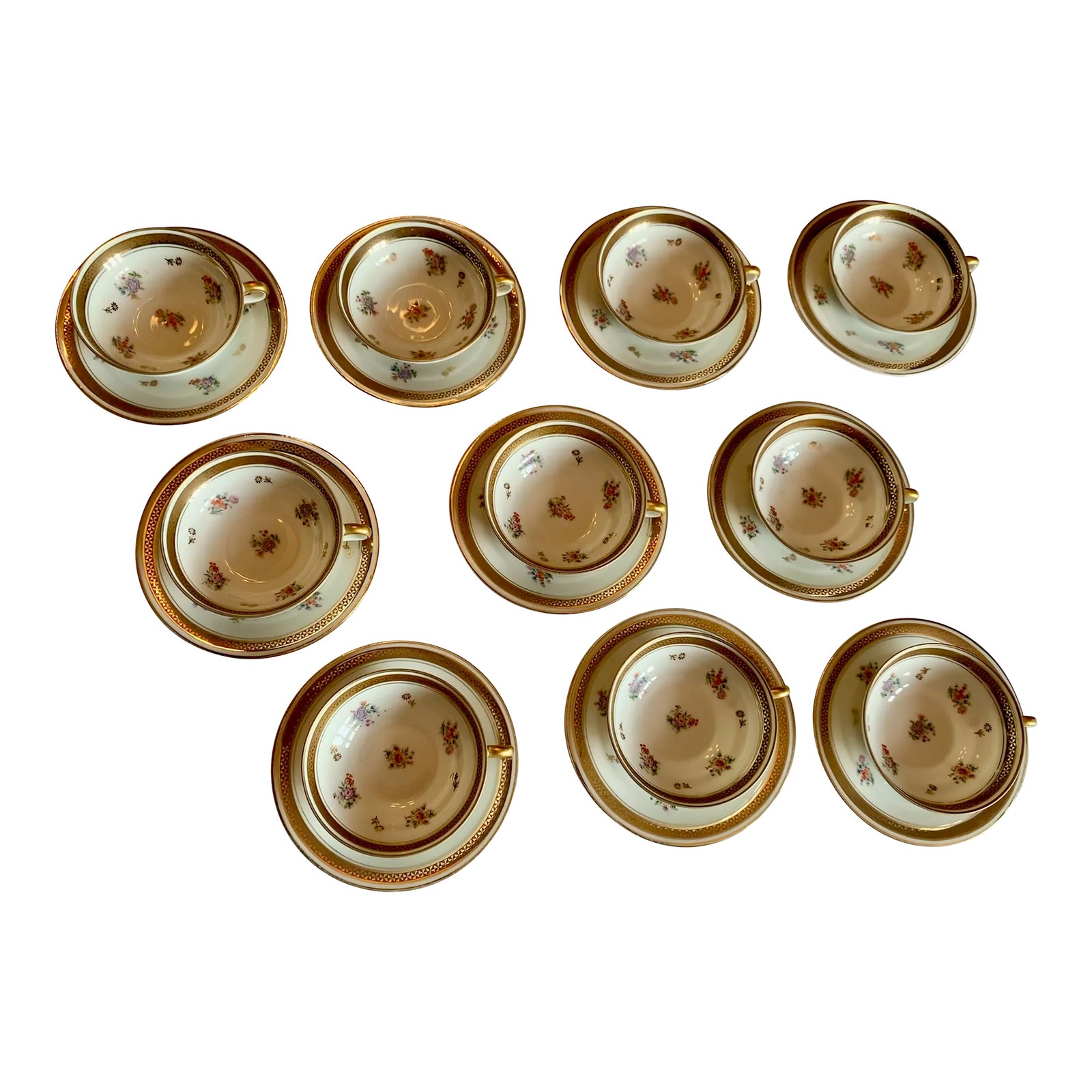 1950s French Limoges Porcelain Tea Cups & Saucers Set of 10 Chairish