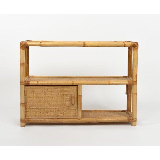 Mid-Century Modern Cabinet Shelf in Rattan and Bamboo, Italy, 1970s For Sale - Image 4 of 14