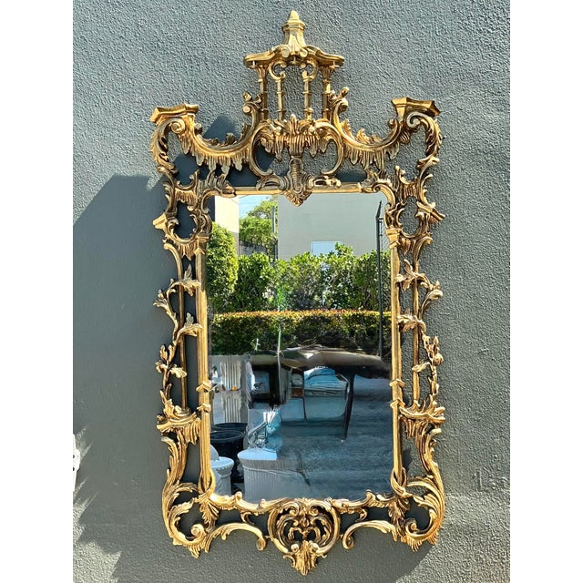 Chinoiserie Vintage Gilt Pagoda Mirror For Sale - Image 3 of 12