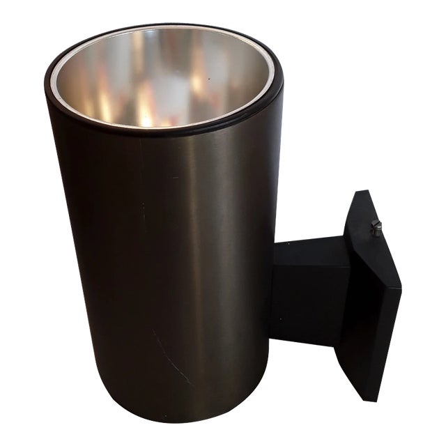 German Cylindrical Brown Anodized and Satin Aluminum Wall Lamp from Hoffmeister, 1980s For Sale