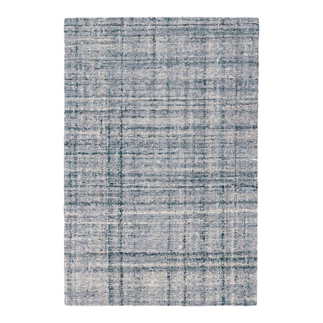 Dash & Albert by Annie Selke Harris Blue/Ivory Micro Hooked Wool Rug, 2'6" x 8' For Sale