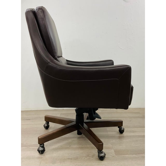 2020s Modern Dark Brown Leather Adjustable Desk Chair For Sale - Image 5 of 6