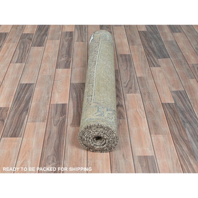 1960s 1960s Vintage Mocha Brown Persian Serab with Small Repetitive Boteh Design Hand Knotted Wool Distressed Wide Runner For Sale - Image 5 of 8