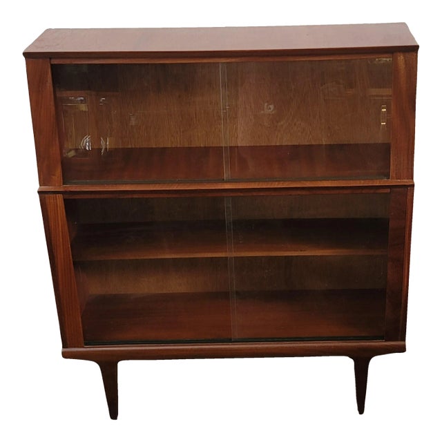 Mid- Century Modern Danish Modern Bookcase Curio Cabinet Teak For Sale