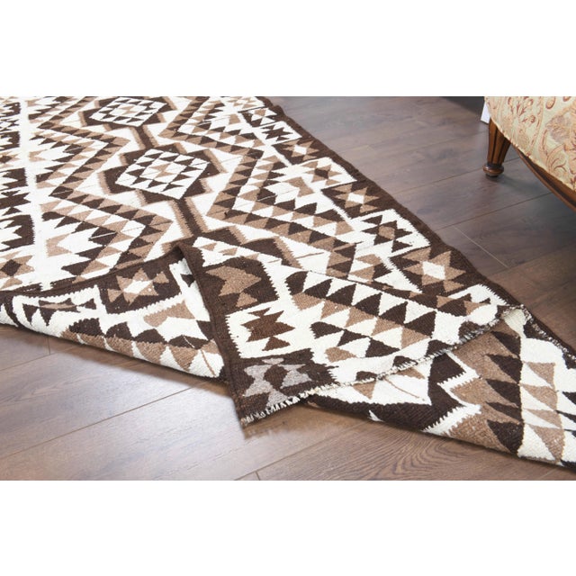 Vintage Turkish Oushak Handmade Wool Cotton White Runner Rug For Sale - Image 9 of 11