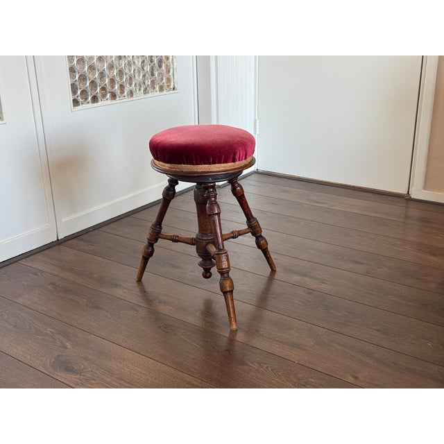 Antique Victorian Adjustable Stool in Walnut, 1900s For Sale - Image 4 of 7