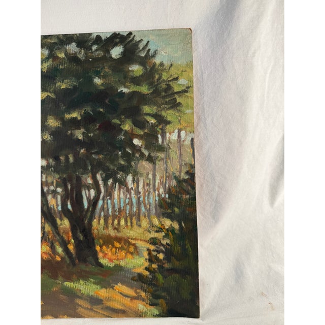French Original, Vintage, French Oil on Board Garden Landscape For Sale - Image 3 of 5