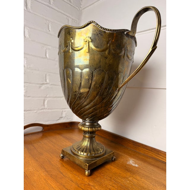 Mid 20th Century Vintage Extra Large Neoclassical Footed Trophy Urn | Ornate Scalloped Vase/Urn/Champagne Bucket For Sale - Image 5 of 16
