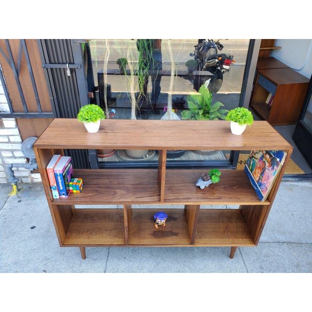 Wood Mid-Century Modern Style Walnut Bookcase For Sale - Image 7 of 13