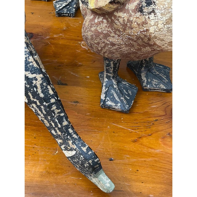 Vintage Carved Wood Goose Sculptures - Set of 3 For Sale - Image 15 of 18
