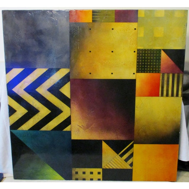 Gregg Robinson Large Modernist Geometric Abstract Painting "Patchwork" 1996 Gregg Robinson, American (born 1948)...