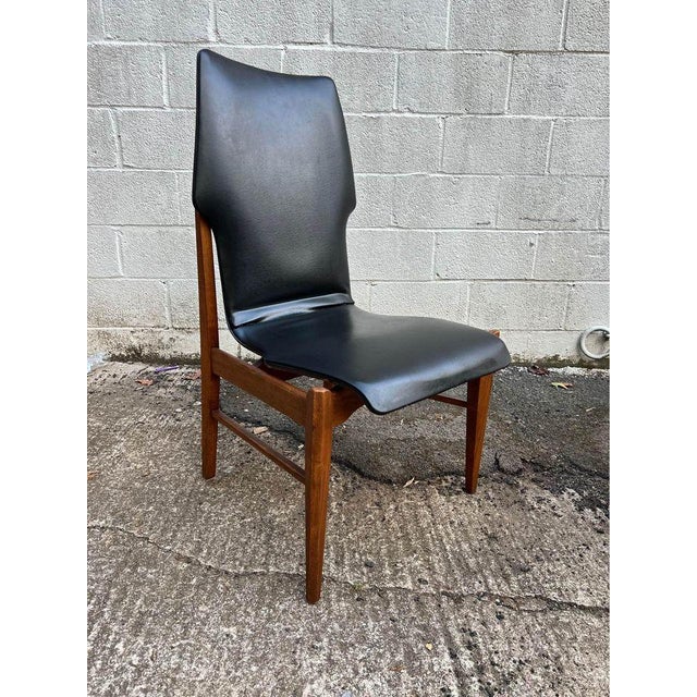 Set of 4 Lane First 1st Edition Arne Vodder Style Walnut and Vinyl Highback Dining Chairs For Sale - Image 10 of 11