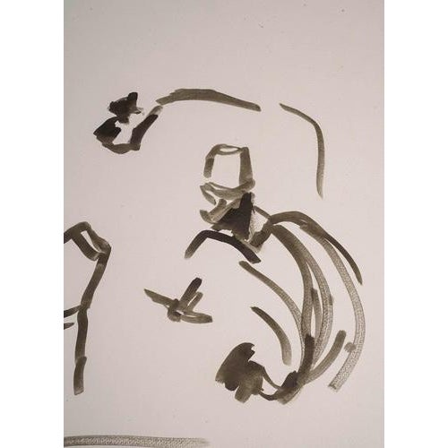 Modern Evelyne Luez, Figures, Wash Drawing on Paper, 20th Century For Sale - Image 3 of 7