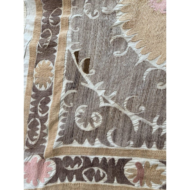 1960s Suzani Wall Hanging Decor - Mid 20th Century Embroidery 4'6'' X 4'9'' For Sale - Image 5 of 10