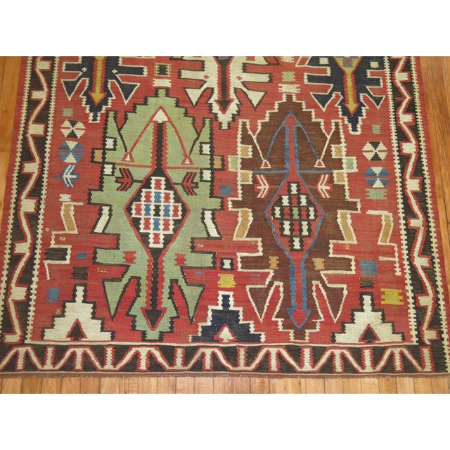 Tribal Antique Caucasian Geometric Kilim For Sale - Image 10 of 18