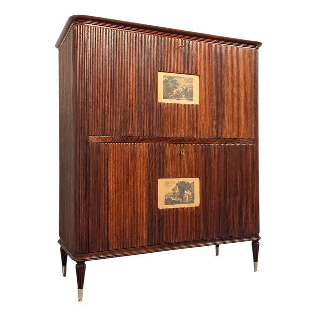 Mid-Century Modern Italian Grissinato Cabinet Bar, 1956 For Sale