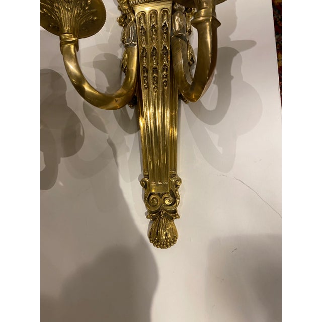 Neoclassical 1920's Gilt Bronze Neoclassical Sconces - Pair For Sale - Image 3 of 4