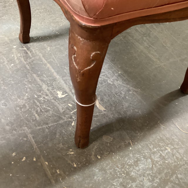 19th Century French Stool in Pink/Red Fabric For Sale - Image 4 of 12