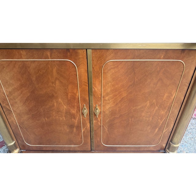 Vintage Mastercraft Brass-Mounted Walnut Media Armoire / Bar Cabinet For Sale - Image 12 of 13