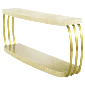 Henredon Postmodern Brushed Brass and Cerused Oak Console Table
