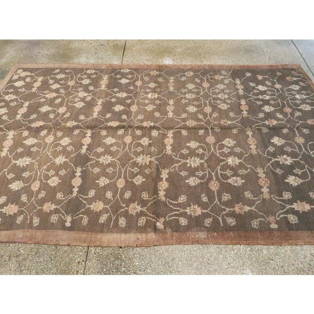 Brown Mid-20th Century Handmade Turkish Anatolian Brown Accent Rug For Sale - Image 8 of 9