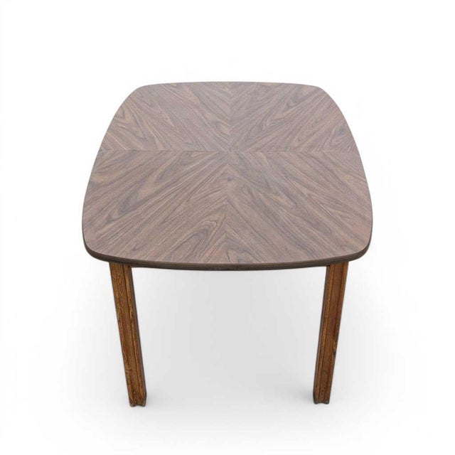 Mid-Century Modern Walnut-Look Laminate Dining Table For Sale - Image 14 of 16