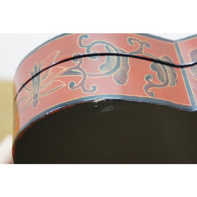 Late 20th Century Chinese Chinoiserie Red Lacquered Eight Treasures Keepsake Trinket Box 8" For Sale - Image 13 of 15