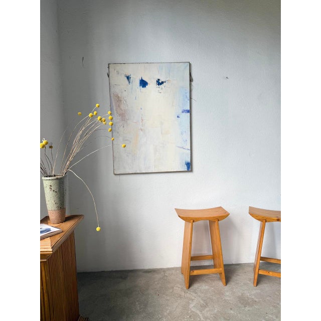 1990s Abstract White Canvas, Oil Painting, 20th Century For Sale - Image 5 of 18