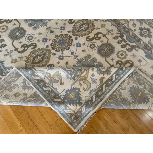 1990s Soft Tones Oushak Hand Knotted Area Rug 9x12 For Sale - Image 6 of 11