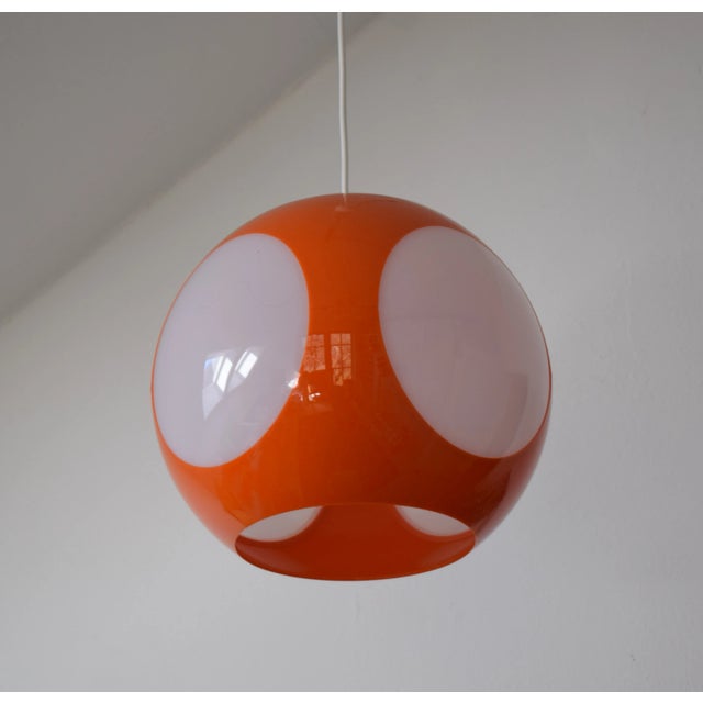 Space Age Orange Ufo Ceiling Lamp attributed to Luigi Colani For Sale - Image 3 of 4