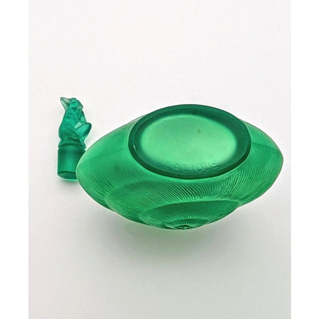 Glass Vintage French Perfume Bottle in Emerald Green Glass by René Lalique, 1920 For Sale - Image 7 of 11
