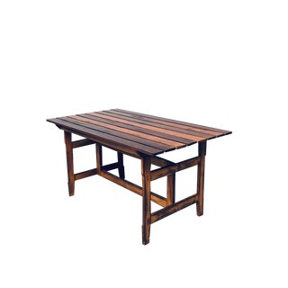 Patinated Wood Garden Table, 1970s For Sale