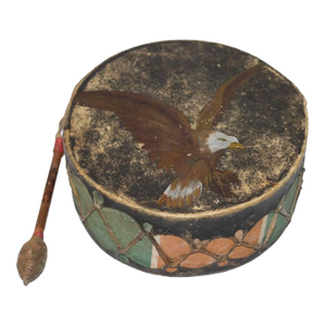Mid 20th Century Pueblo Original Paint Decorated Drum