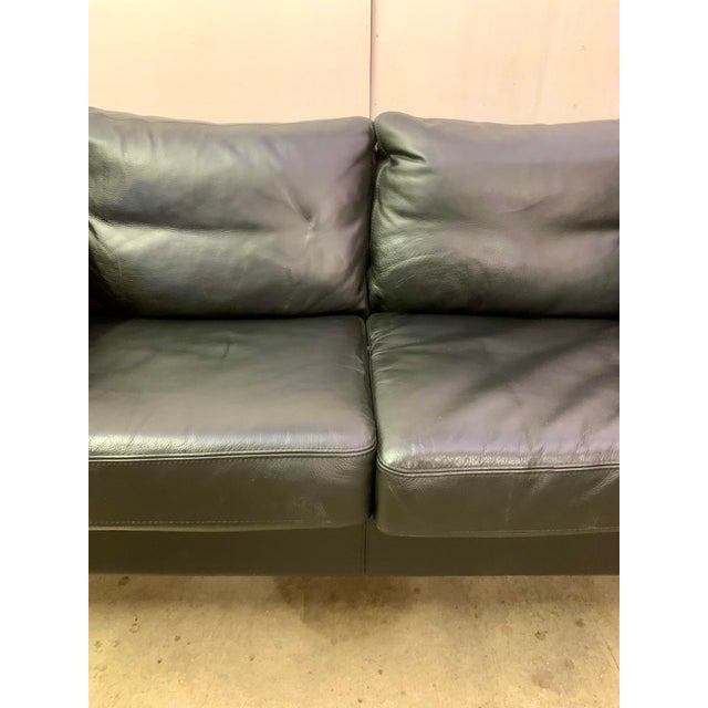 1970s Mid century Danish Modern Beautiful Black Leather Loveseat For Sale - Image 4 of 13