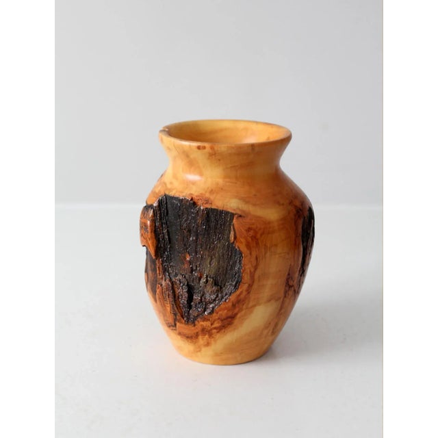 Brown Vintage Burl Wood Vase For Sale - Image 8 of 9