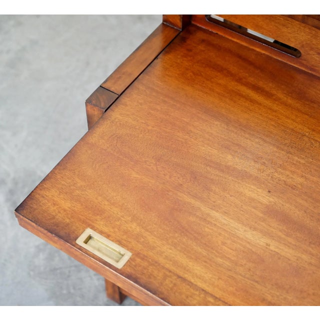 Mahogany & Brass Military Campaign Workstation Desk for Home Computer For Sale - Image 18 of 18