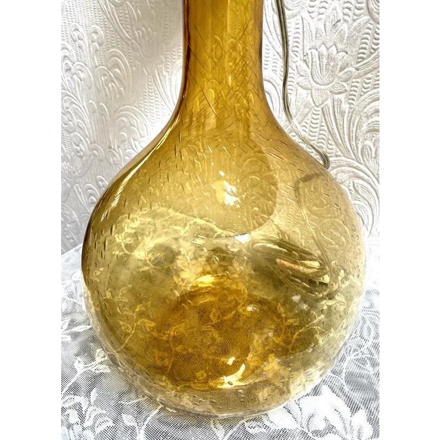 Mid-Century Modern Large Vintage Mid-Century Gold Murano Bubble Glass Jug Lamp For Sale - Image 3 of 13