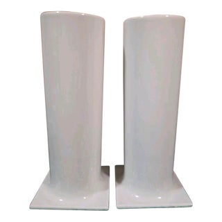 Gaia & Gino Morphscape Collection Millaminist White Pillar Tableware Decanters by Karim Rashid - a Pair For Sale