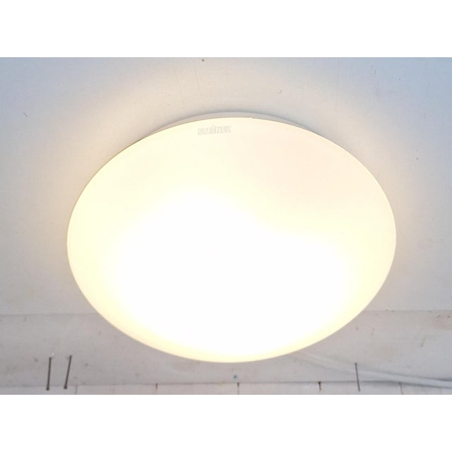 Flat Vintage Ceiling Lamp with White Opal Glass Shade from Steinel, 1980s For Sale - Image 3 of 8
