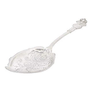 John Wendt Sterling Ram’s Head Handle Brite Cut Ice Cream Slice or Server For Sale