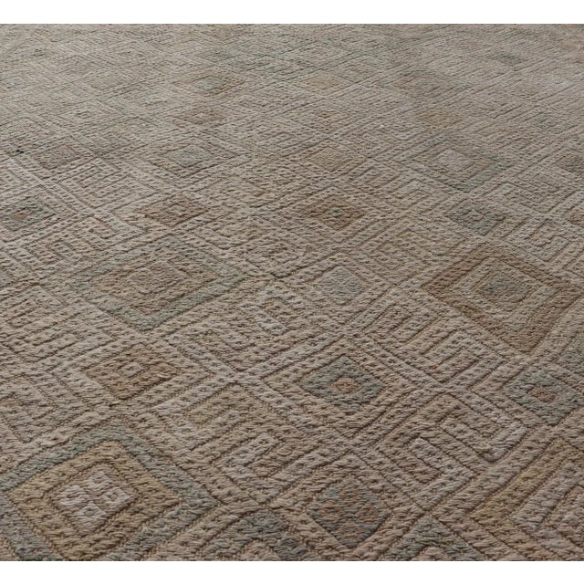 Tribal Mid 20th Century Vintage Turkish Embroidered Kilim With All-Over Geometric Diamond Design For Sale - Image 3 of 11