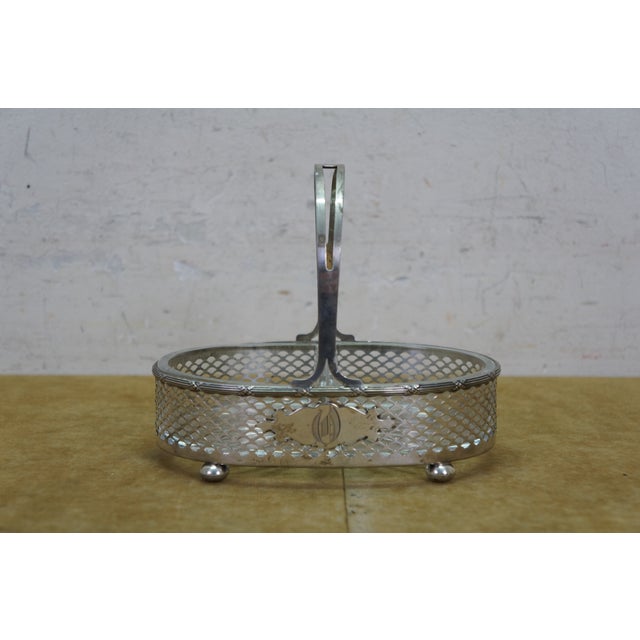 Antique Victorian Meriden Britannia Sterling Silver Divided Basket Dish Compote For Sale - Image 4 of 17