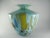 Large Mouth Blown Cased Art Glass Florence Tuscany Italy Turquoise Baby Blue Citrine Copper Vase For Sale - Image 4 of 9