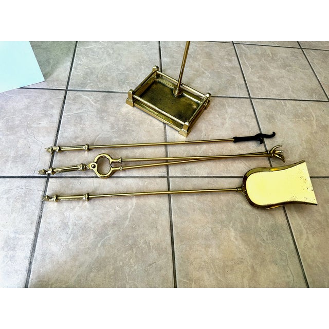Equestrian Cast Brass Fireplace Tools Horse Head Motif For Sale - Image 14 of 16