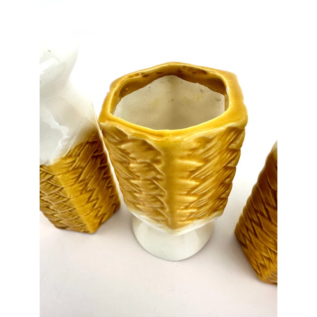 Japanese Vintage 1960's Mid Century Japanese Salt and Pepper Shakers With Toothpick Holders- 3 Pieces For Sale - Image 3 of 8