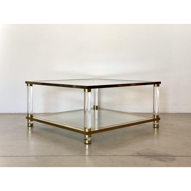 Brass and Acrylic Glass Coffee Table, 1970s For Sale - Image 6 of 9