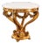 Italian 24k Gold Leaf Carved Center Table With White Marble Top For Sale
