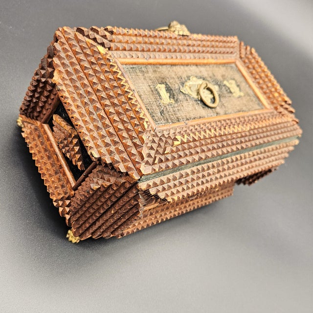 Wood Tramp Art Handcrafted Wood Box For Sale - Image 7 of 9